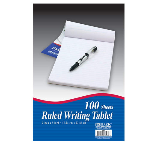 BAZIC 100 Ct. 5.75" X 9" Ruled Writing Tablet