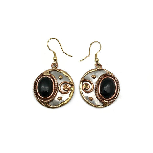 Anju E2214 Mixed Metal Earrings with Black Onyx
