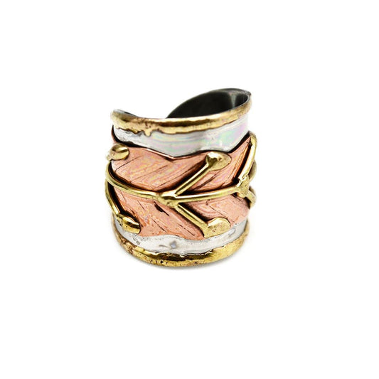 Anju R045 Leaf Janya Mixed Metal Ring