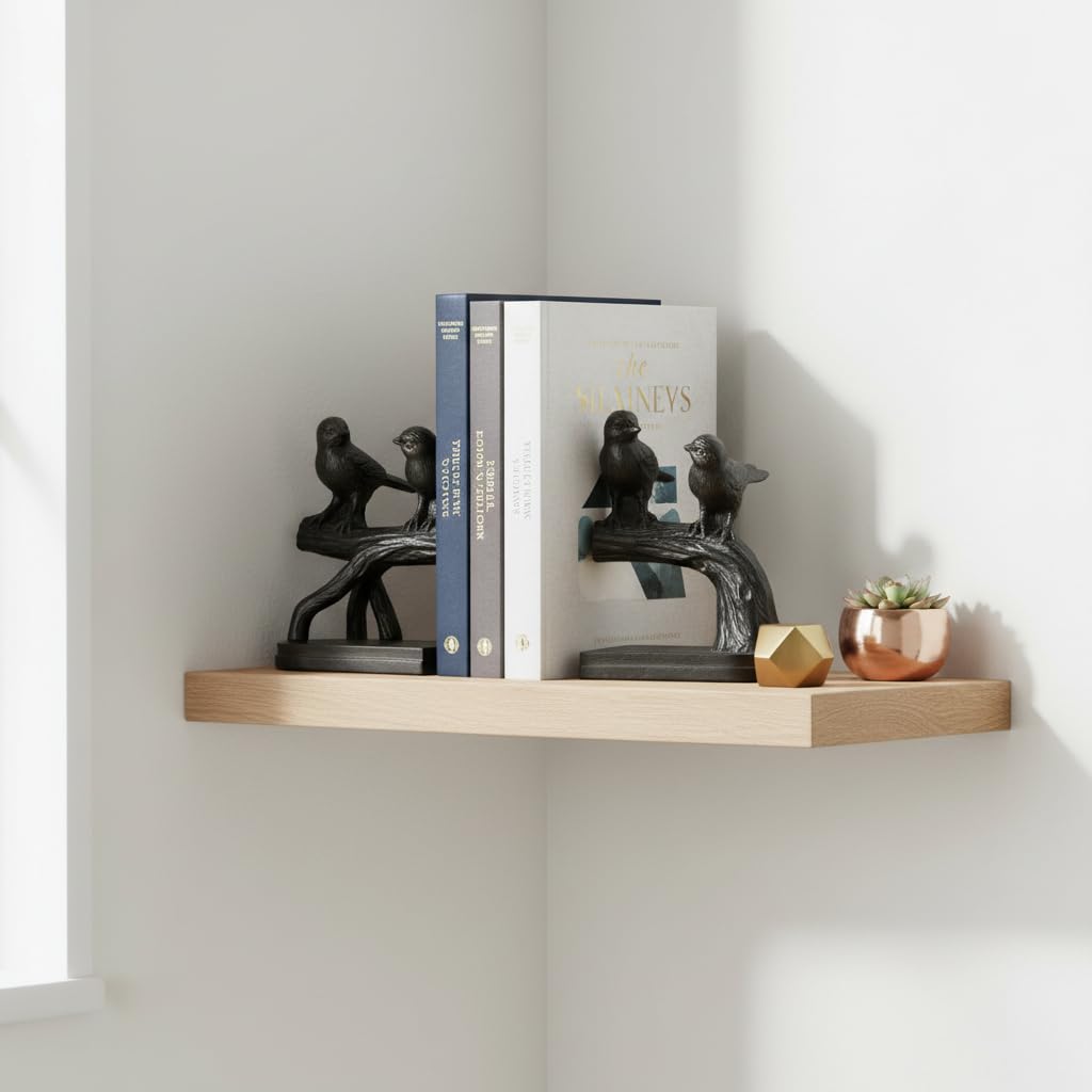 Comfy Hour Farmhouse Home Decor Collection Polyresin Solid Heavy Set of L/R Birds On Branch Art Bookends, 1 Pair