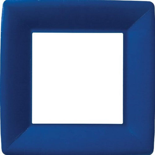 Boston International Ideal Home Range IHR Square Disposable Dinner Paper Plates, 10-Inches, Classic Linen Dark Blue