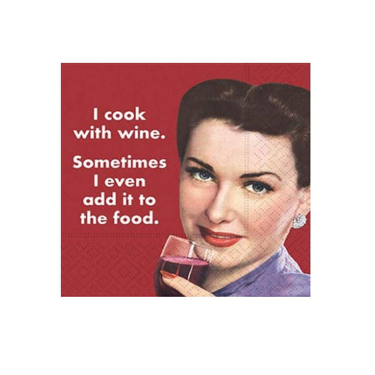 Design Design 624-10044 I Cook With Wine Beverage Napkin, Multicolor