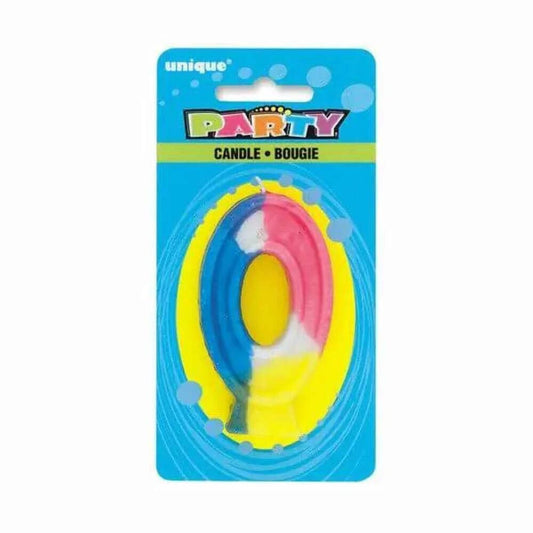Unique Industries Rainbow Number 0 Birthday Candle, 1 Ct.