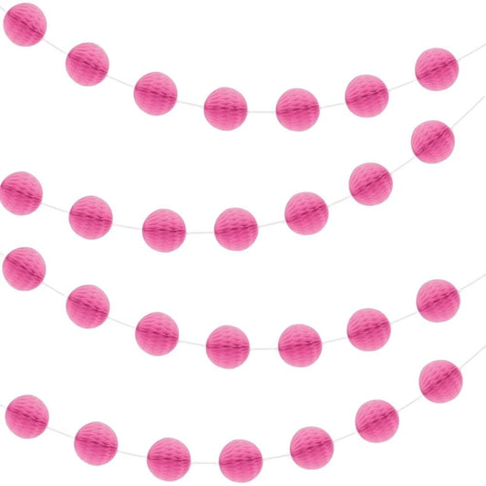 Unique Industries, Honeycomb Ball Garland, Party Supplies - Hot Pink, 7 Feet