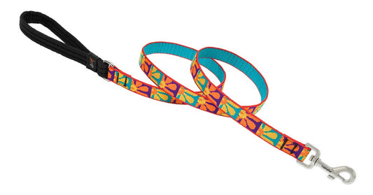 LupinePet Originals 3/4" Crazy Daisy 4-Foot Padded Handle Leash for Medium and Larger Dogs