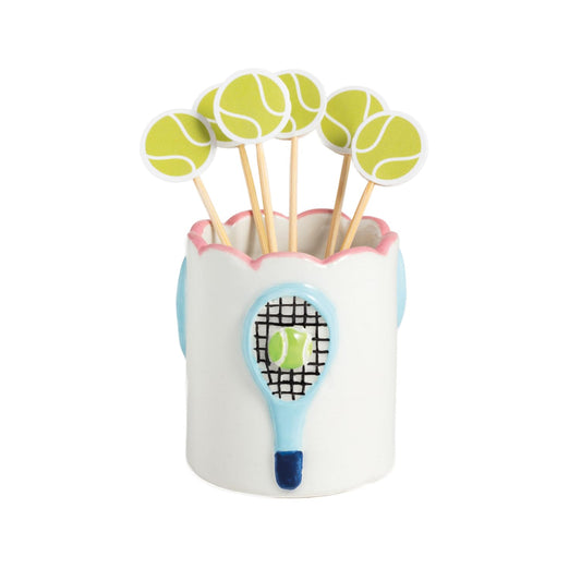 Mud Pie Serveware, 2 1/4" x 2", White Single Racket