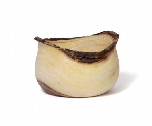Lipper International 1093 ACACIA RUSTIC TULIP SERVING BOWL WITH BARK EDGE SMALL