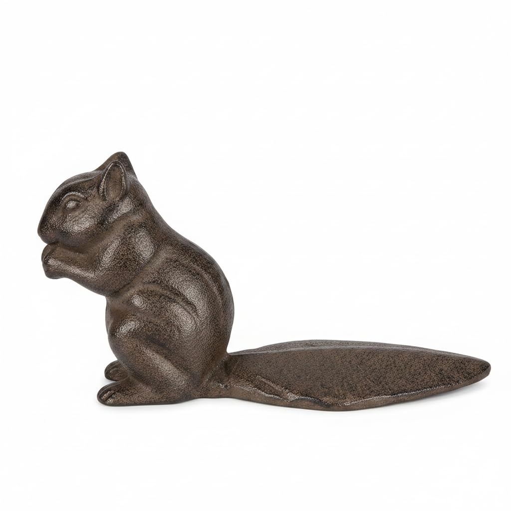 Comfy Hour Antique & Vintage Interior Decor Collection, Animal Edition Cast Iron Door Stopper - Squirrel, Antique Brown