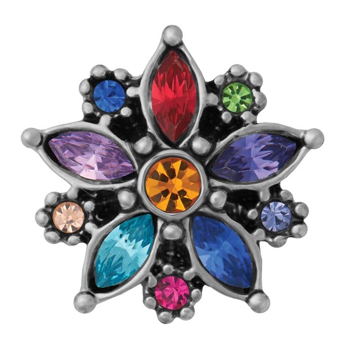 Ginger Snaps Petites Magic Flower, 12 Millimeter, Rainbow, Rhodium Plated, Women, Jewelry and Accessories