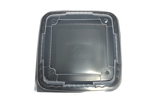 DHG Professional 8" x 8" x 3", 1 Compartment Tray with Translucent Vented Lid. Combo Pack (Tray and Lid). 75 Trays and 75 Lids. Pebble (1-Compartment)