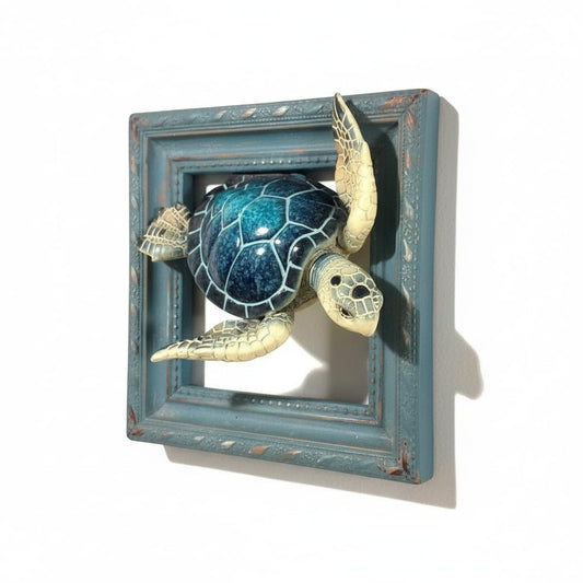 Comfy Hour Ocean Voyage with Sea Turtles Collection 6" Turtle Coastal Ocean Theme 3D Wall Decorative Frame, Polyresin