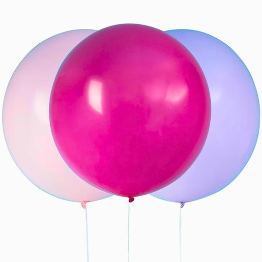 Unique Industries Big Latex Purple, Pink & Hot Pink Party Balloons 24", 3 Ct.
