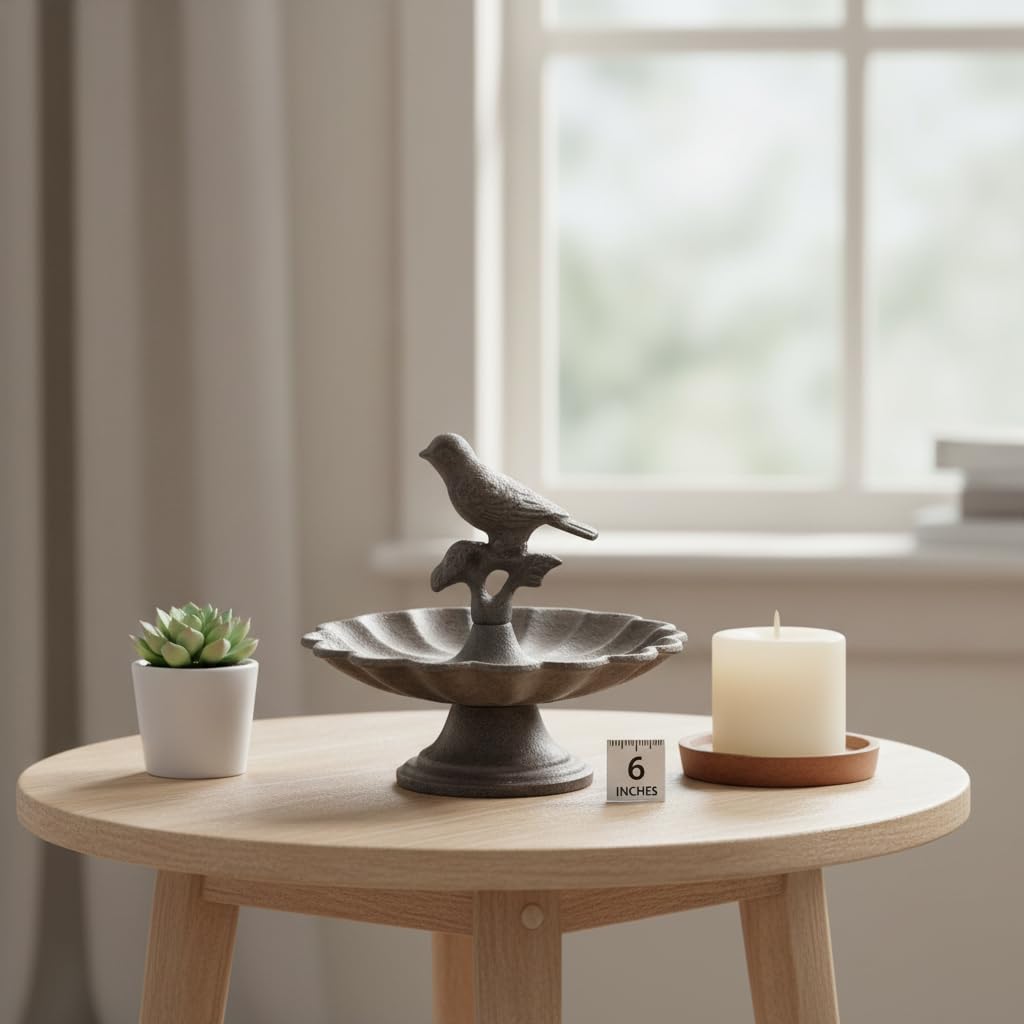 Comfy Hour 6 Inch Bird Bath Bowl, Mini Pedestal Garden Decor