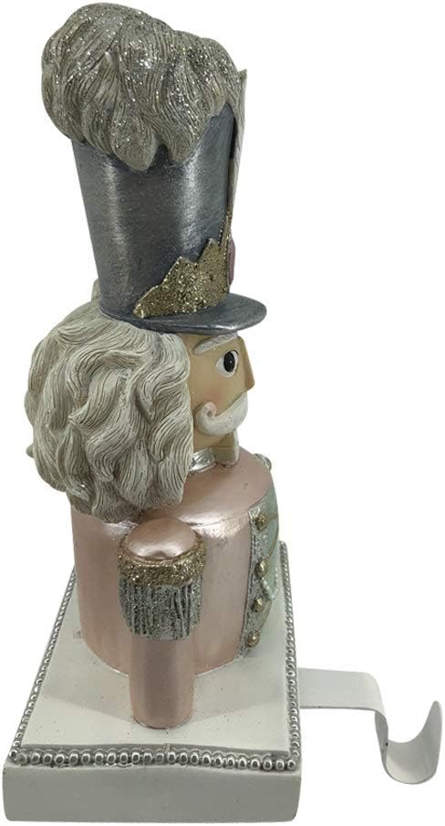 Comfy Hour Winter Holiday Home Collection 9" Resin Nutcracker Stocking Hanger, Pink & Brack