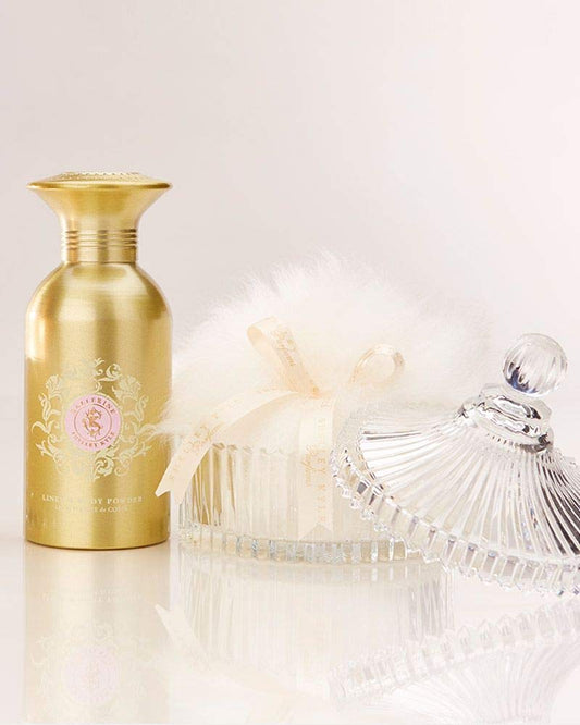 Shelley Kyle Ballerine Body And Linen Powder Talc Free Set With Large Puff And Crystal Dish, 1 Count