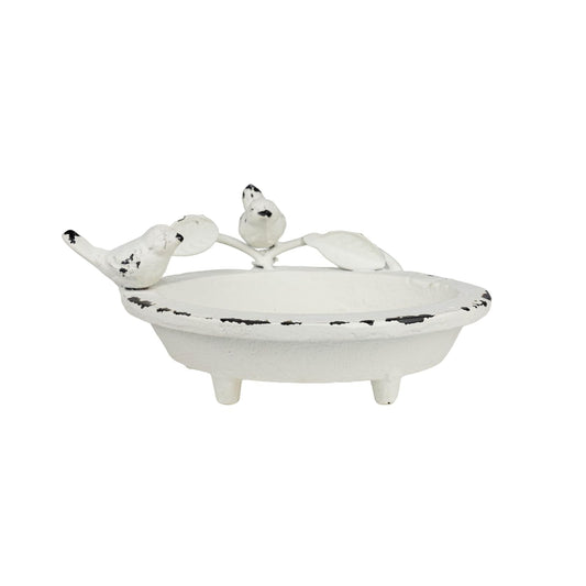 Foreside Home & Garden Flora Bird Soap Dish White Cast Iron