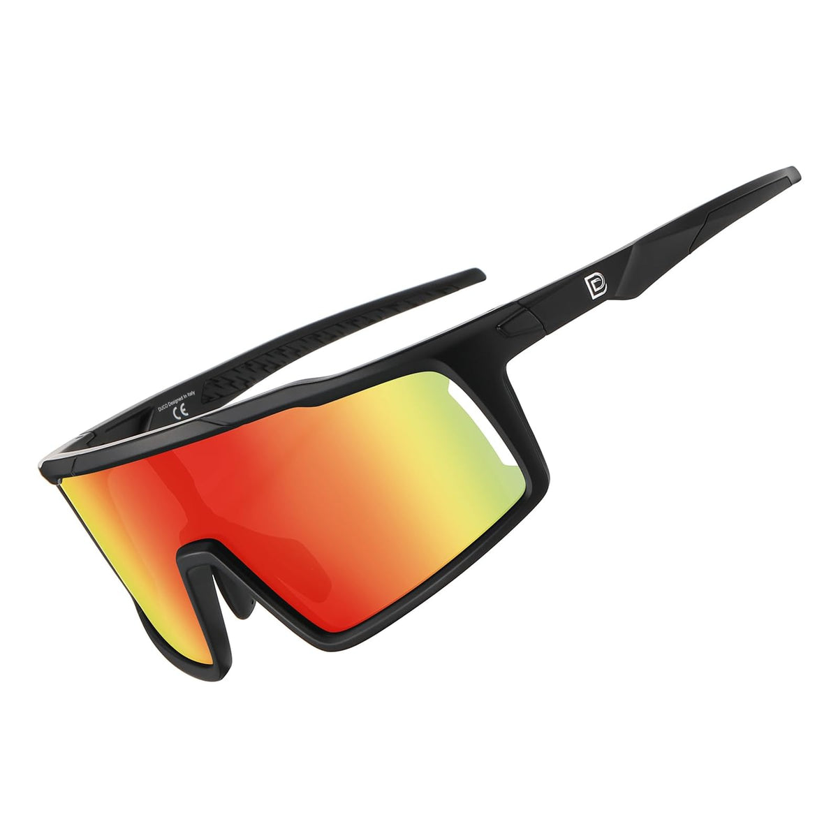 DUCO Sunglasses, One Size, 5. Black Frame Revo Red Mirror Lens