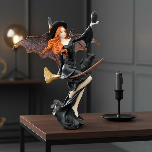 Comfy Hour 9 Inch Dark Fairy Witch Figurine, Gothic Shelf Decor