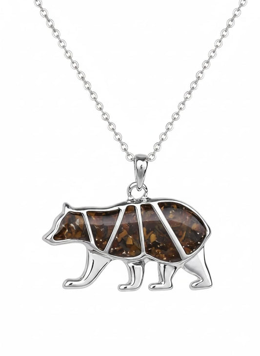 Bamboo Trading Wildlife and Earth Brown Bear Necklace
