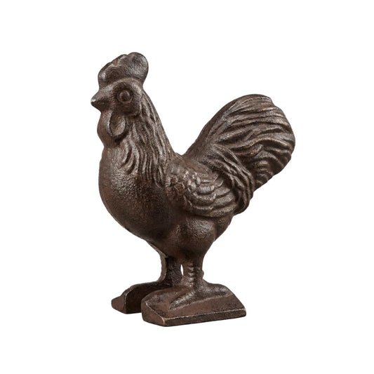 Comfy Hour Antique & Vintage Interior Decor Collection, Animal Edition Cast Iron Rooster Figurine, Indoor Outdoor Garden Decor, Brown