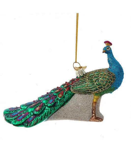 Kurt S. Adler Peacock Themed Purple Blue Teal Green Ornaments (5" Peacock Christmas Ornaments Bird NB1732)