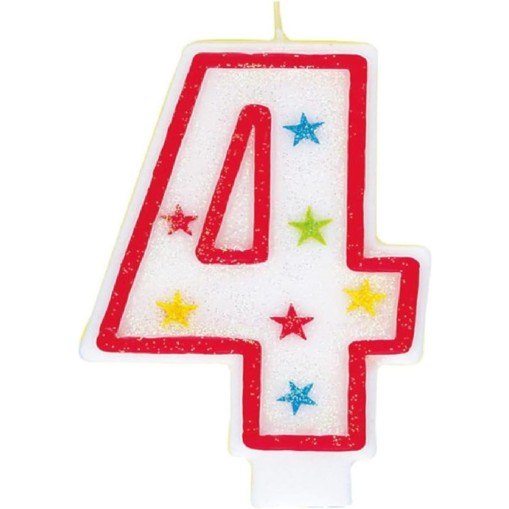 Unique Industries Glitter Number 4 Birthday Candle & Happy Birthday Cake Topper