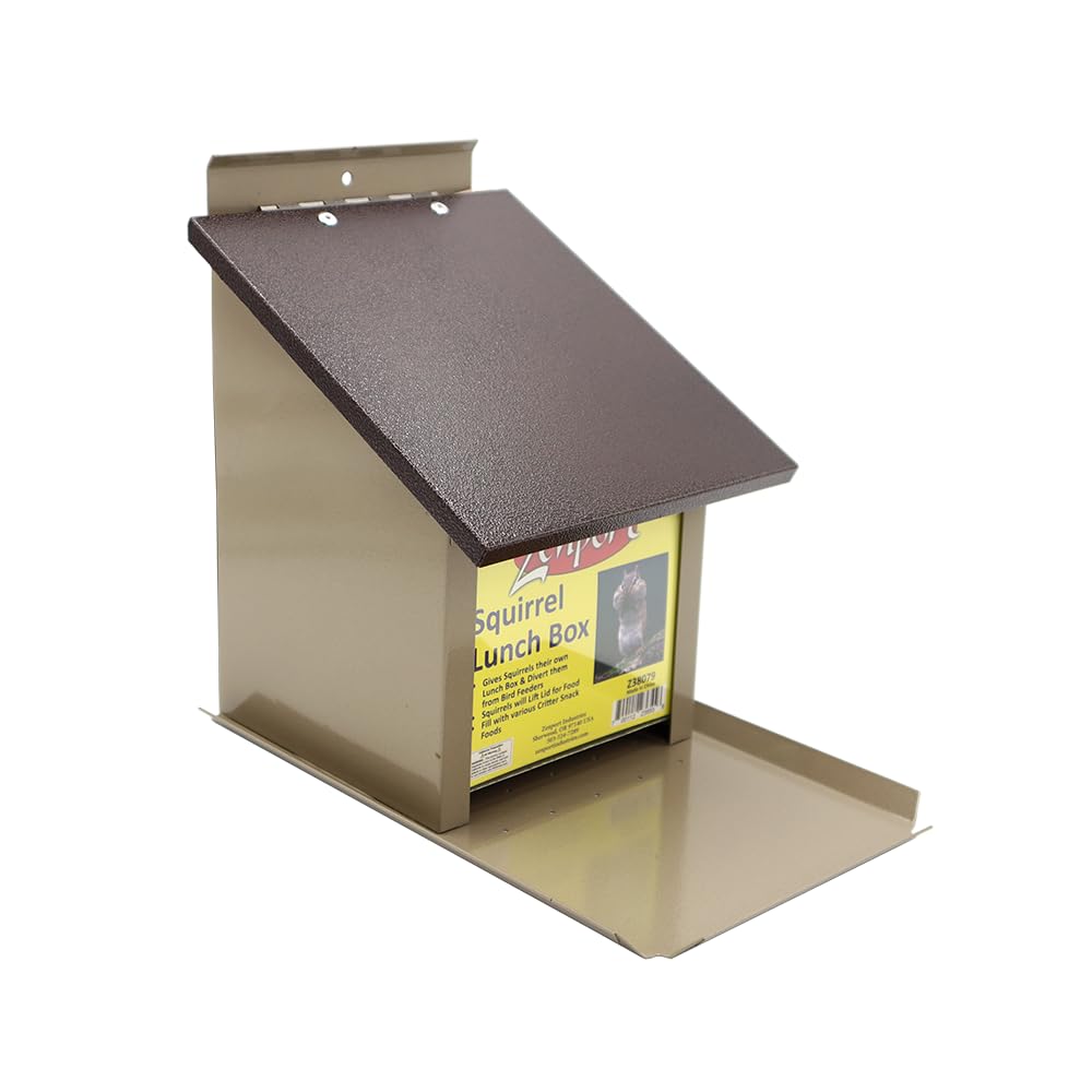 Zenport Squirrel Lunch Box Z38079 Hopper Bird Feeder, Beige