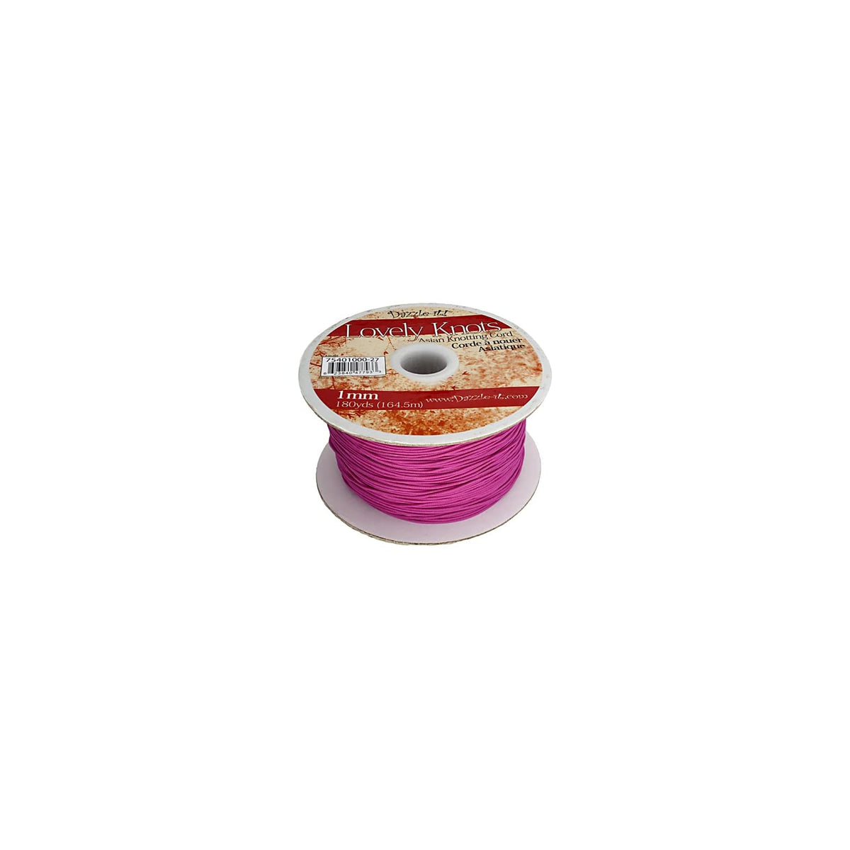 John Bead Thread Cord, 1mm x 180yds, Strawberry Pink