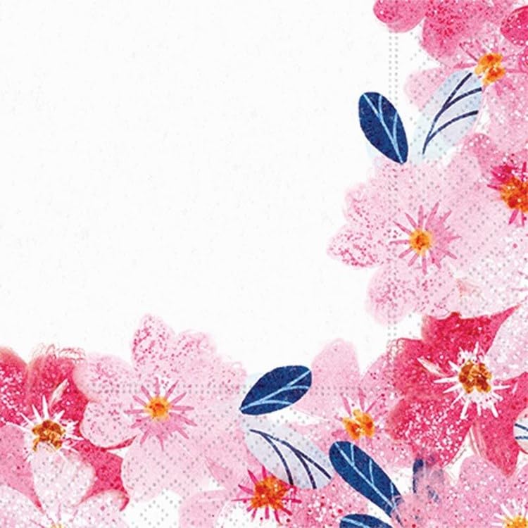DESIGN DESIGN Cheery Cherry Blossoms Beverage Napkin, Party Supplies