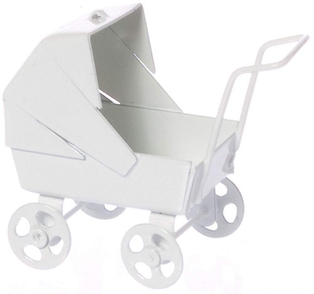 Aztec Imports Dollhouse Miniature 1:12 Scale White Pastel Baby Carriage Ma1329