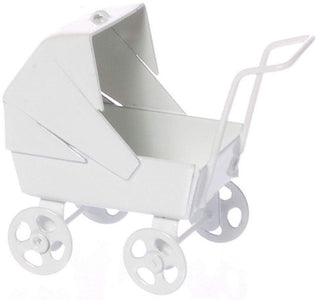 Aztec Imports Dollhouse Miniature 1:12 Scale White Pastel Baby Carriage Ma1329