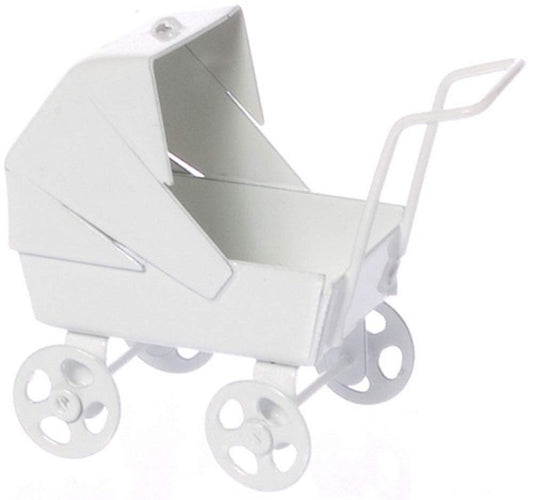 Aztec Imports Dollhouse Miniature 1:12 Scale White Pastel Baby Carriage Ma1329
