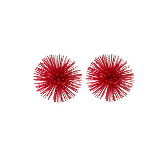 Modern Day Accents 5287 Erizo Urchin X-Small Red Sphere Set of 2, Coffee Table Room Decor, Red Decor, Shelf Decor, Modern Decor, Starburst Centerpiece, Spike Ball Decoration, Home, Office 4" D