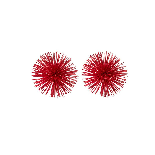 Modern Day Accents 5287 Erizo Urchin X-Small Red Sphere Set of 2, Coffee Table Room Decor, Red Decor, Shelf Decor, Modern Decor, Starburst Centerpiece, Spike Ball Decoration, Home, Office 4" D