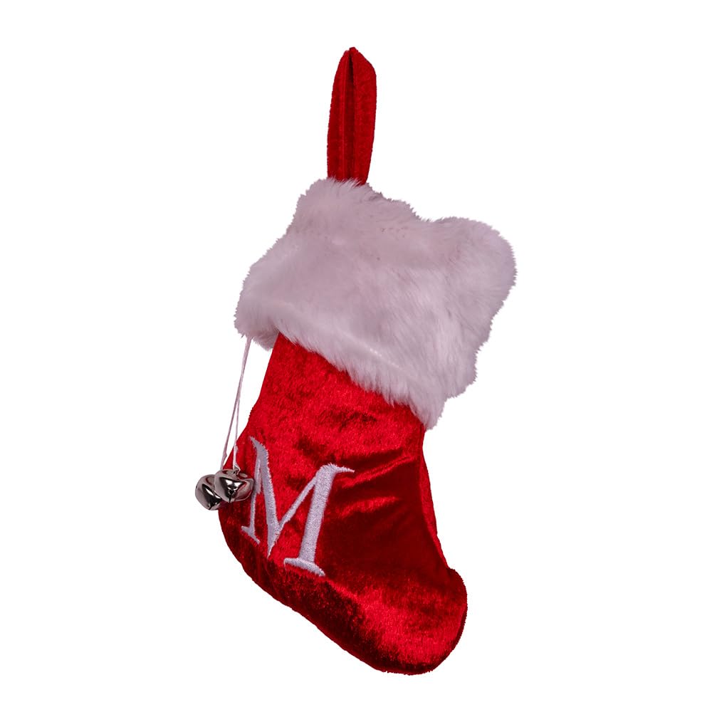 Kurt Adler 7" Red and White Monogram "M" Mini Christmas Stocking