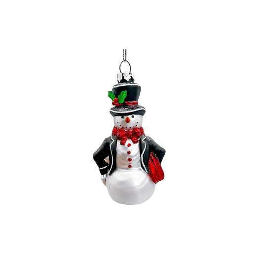 OrnamentallyYou Hanging Ornament, Dapper Gentleman Snowman Glass Christmas Ornam