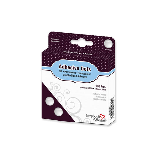 Scrapbook Adhesives by 3L 3L Scrapbook Adhesives Permanent Dodz, 3D, 1/2-Inch, 100/Pack, Clear