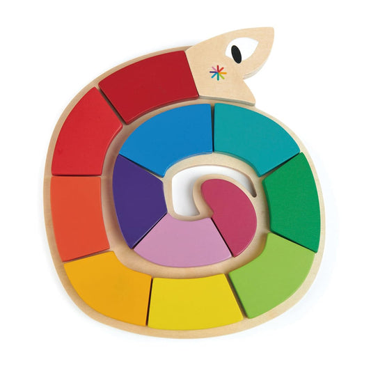 Tender Leaf Toys - Colour Me Happy - 13 Pieces Educational Colour Sorting Wooden Puzzle Toy with 3 Dimensional Shapes Underneath for Age 3+