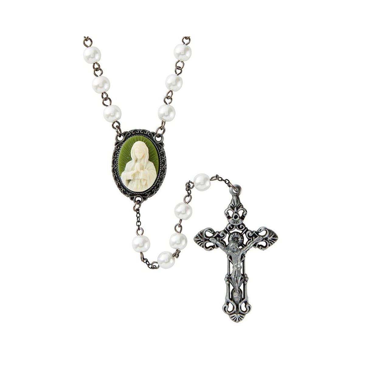 Christian Brands Necklace, 22.5 inches, White, Silver