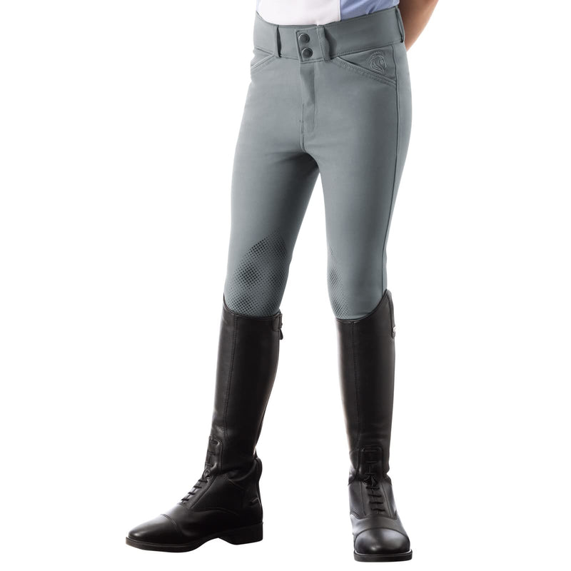 Equinavia Tuva Kids Mid Rise Traditional Knee Patch Breeches - Steel Grey - X-Large