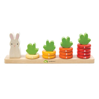 Tender Leaf Toys - Carrot Count Stacker Wooden Ring Set - STEM Learning Math Abacus Number Learning and Counting Stacker Color Identification Stacking Game Toy for Kids 18 month +