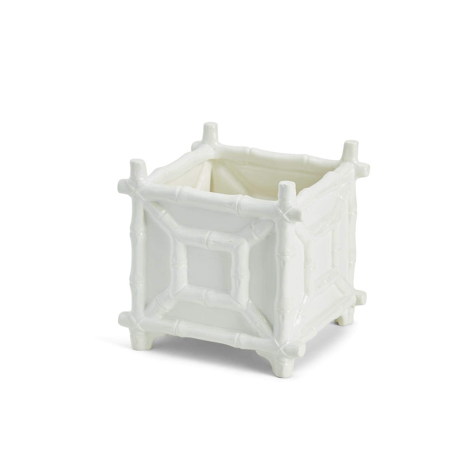 Two's Company 53002 Hampton Faux Bamboo Fretwork Cachepot, 7.75-inch Square