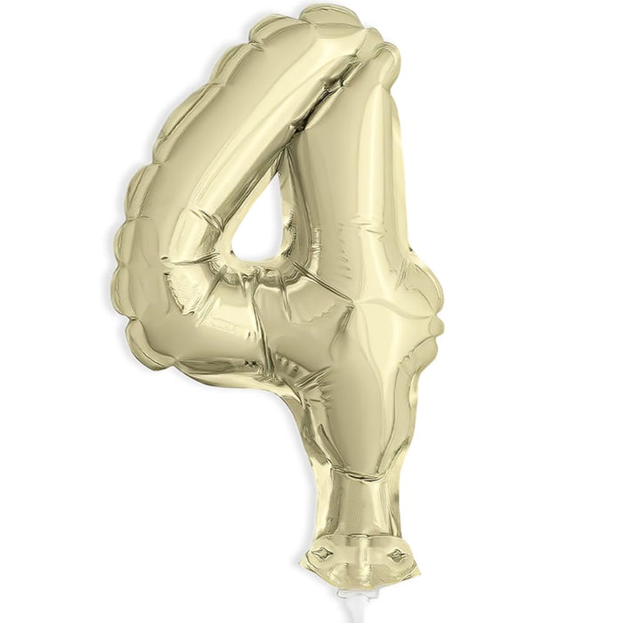 Unique Industries Unique 57264 Gold Foil Number 4 Party Balloon Cake Topper 1 ct 5"