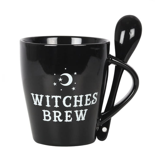 Pacific Trading Giftware Gothic Black Witches Brew New Bone China Ceramic Mug and Spoon Set