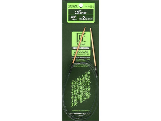 Clover Takumi Bamboo Circular 48" Knitting Needles: Size 2