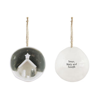 Two's Company Nativity Half Circle Porcelain Ornament in Gift Box, 2.5-inch Diameter