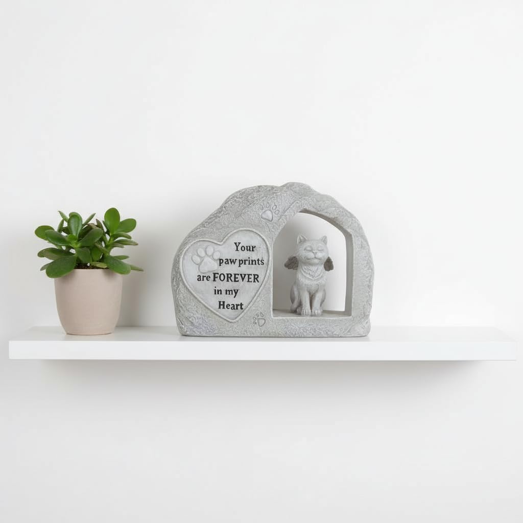Comfy Hour 7 Inch Cat Garden Statue, Angel Pet Memorial Figurine
