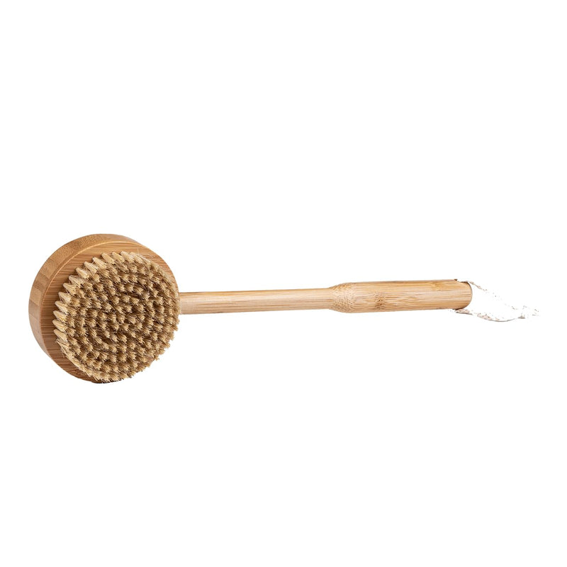 Baudelaire BA Bamboo Short-Handle Bath Brush, 10-inch Long, Bath Accessories