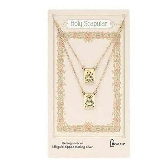 Roman 26-Inch Sterling Silver Infinity Scapular Necklace, Gold