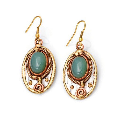 Anju E2210 Mixed Metal Earrings with Aventurine